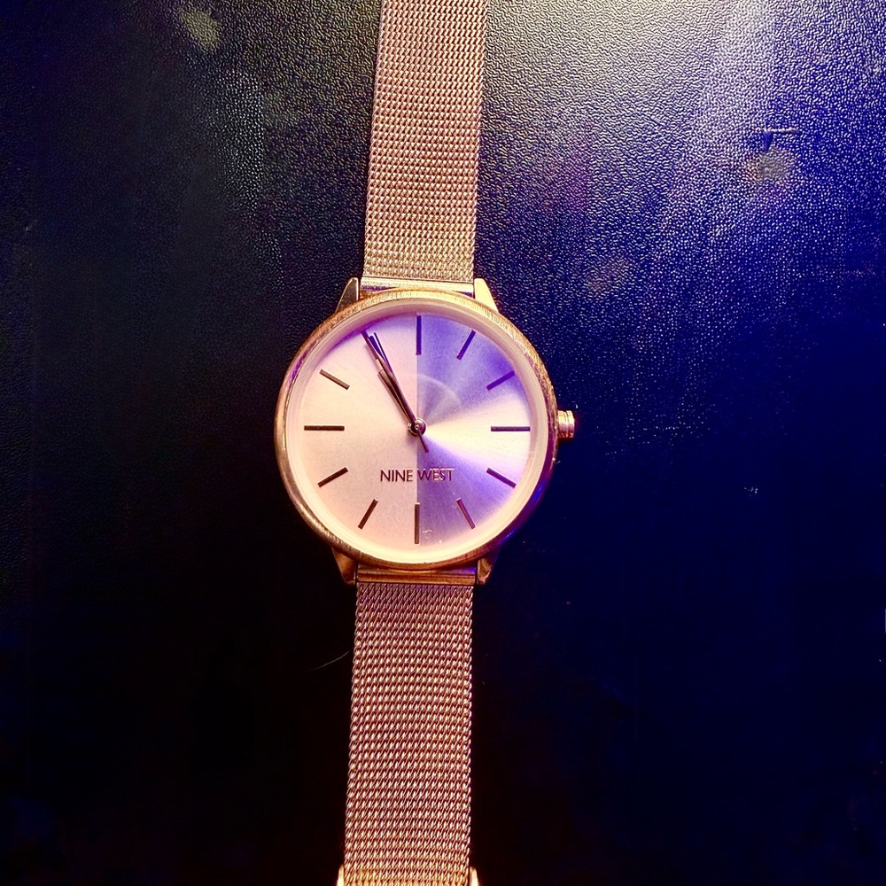 Rose Gold Nine West Metallic Mesh Women’s Watch